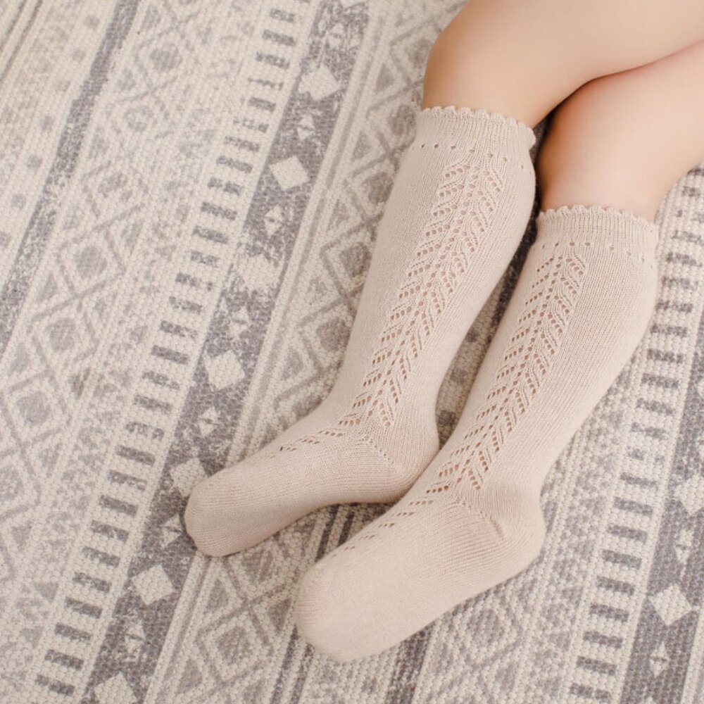 5 Pairs lots Toddler knee high Socks Ivory, Beige Pink Red and Yellow baby socks